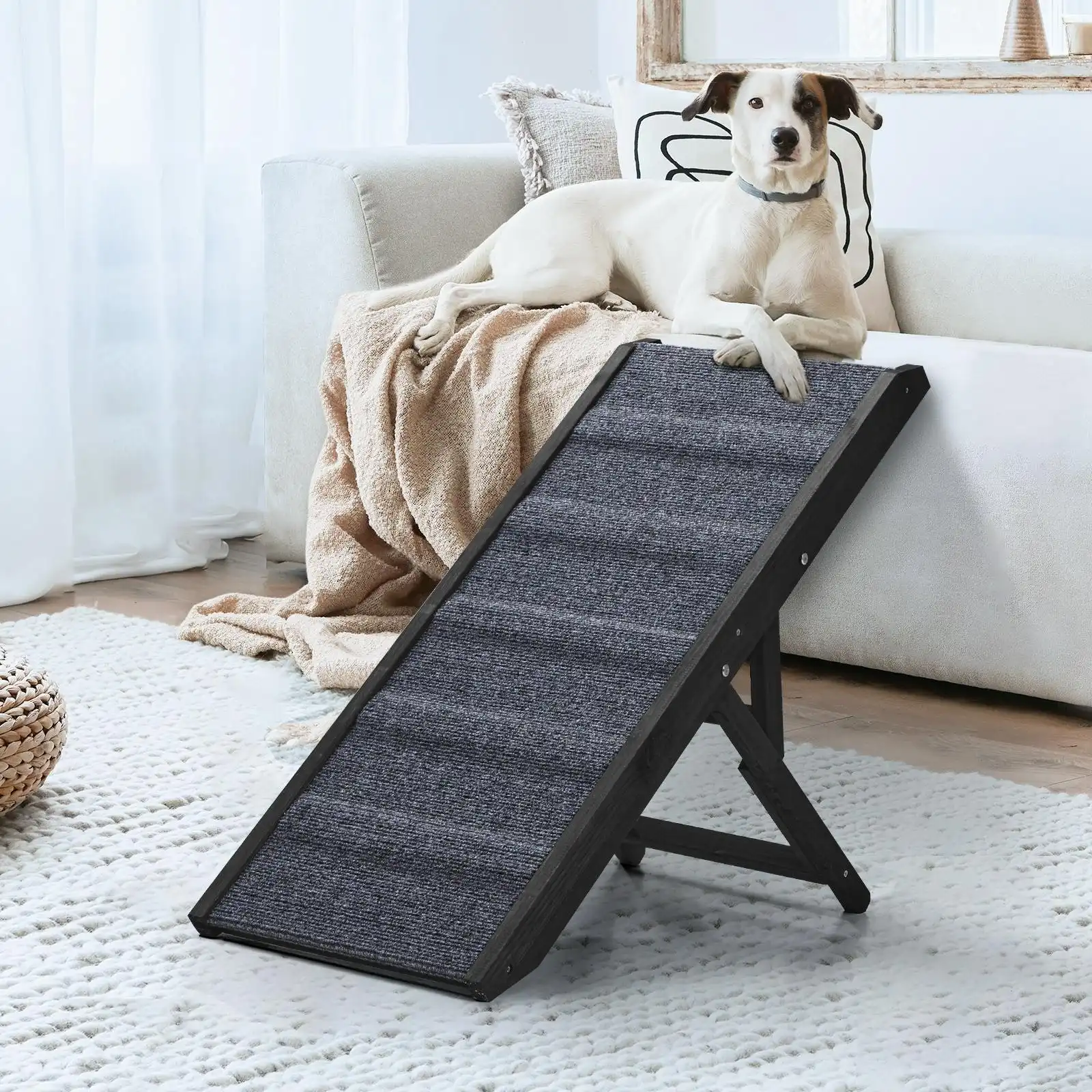 Alopet Dog Pet Ramp Adjustable Height Dogs Stairs Bed Sofa Car Foldable 90cm