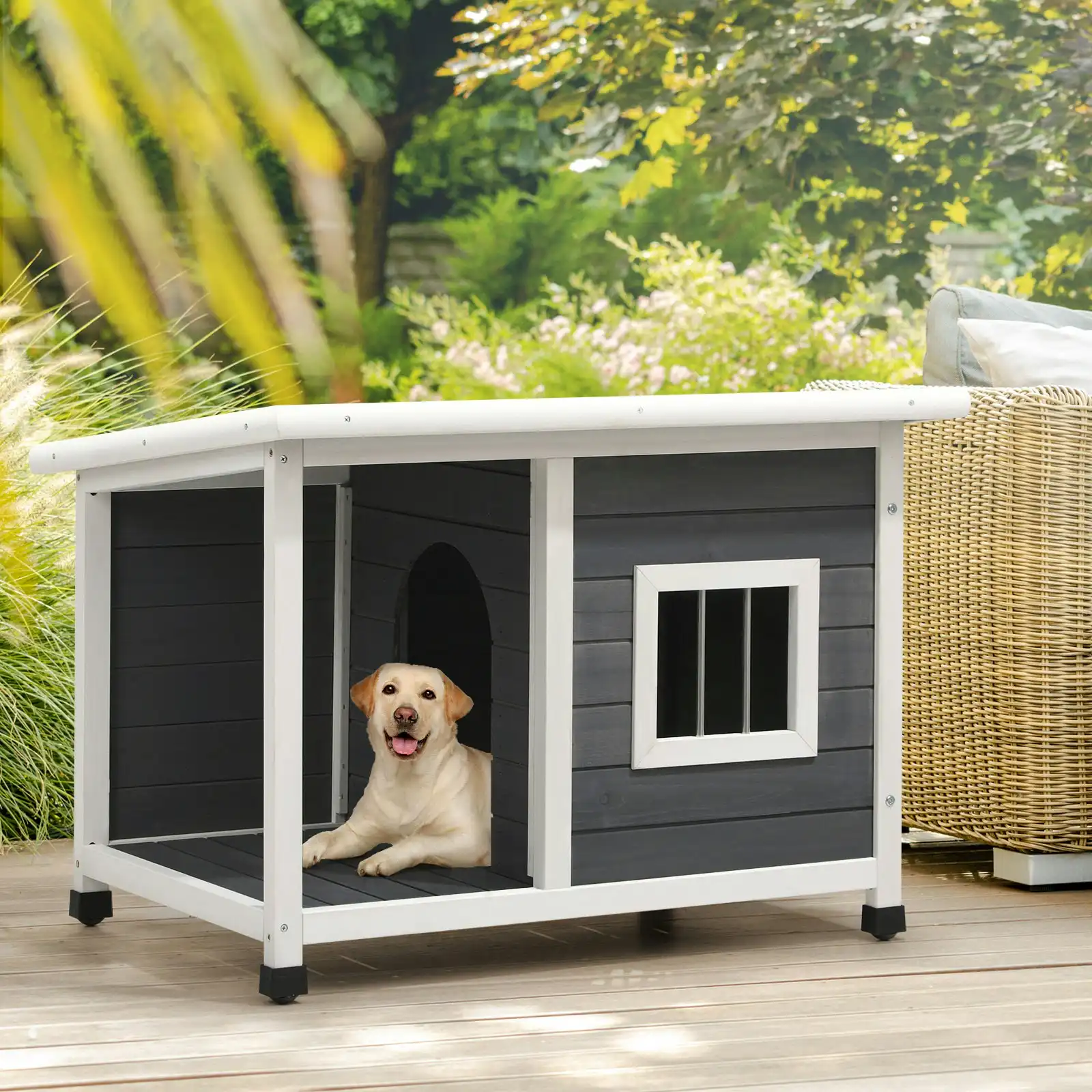 Alopet Dog Kennel House Outdoor Pet Wooden Cage Kennels Indoor Cabin Box Awning