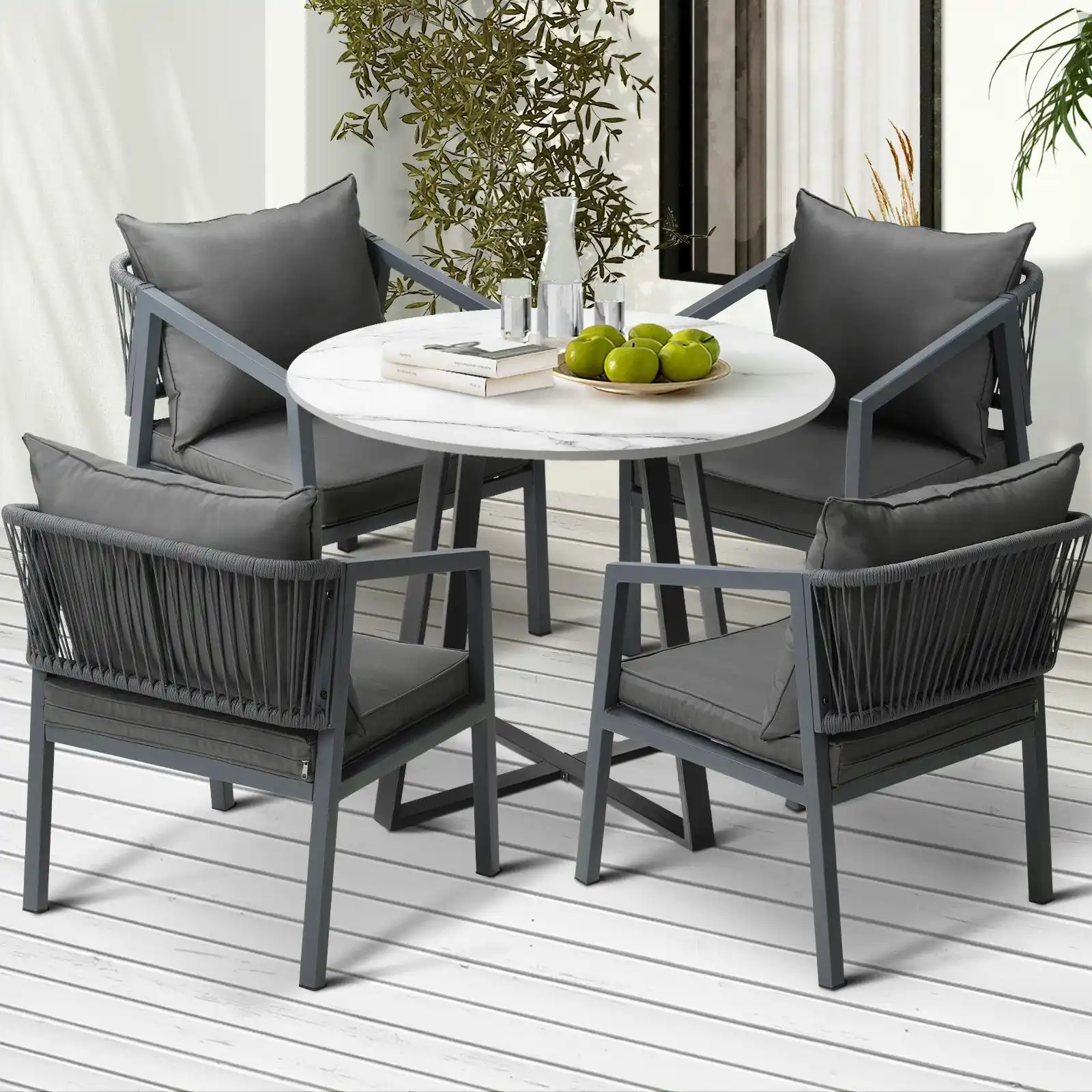 Livsip 5PCS Outdoor Dining Setting Table Lounge Chair Patio Furniture Bistro Set
