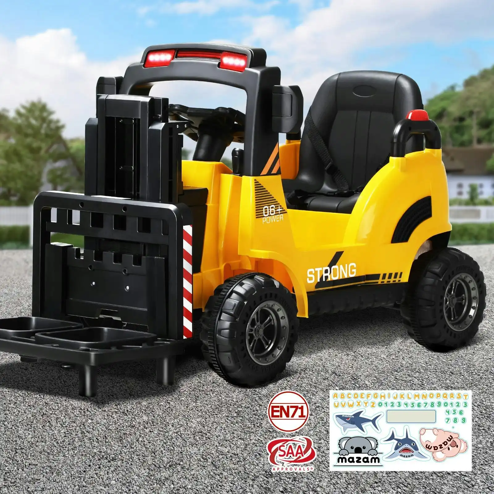 Mazam Kids Ride-On Forklift 12V Electric Operated Car Toy W/ Lift/Load Yellow