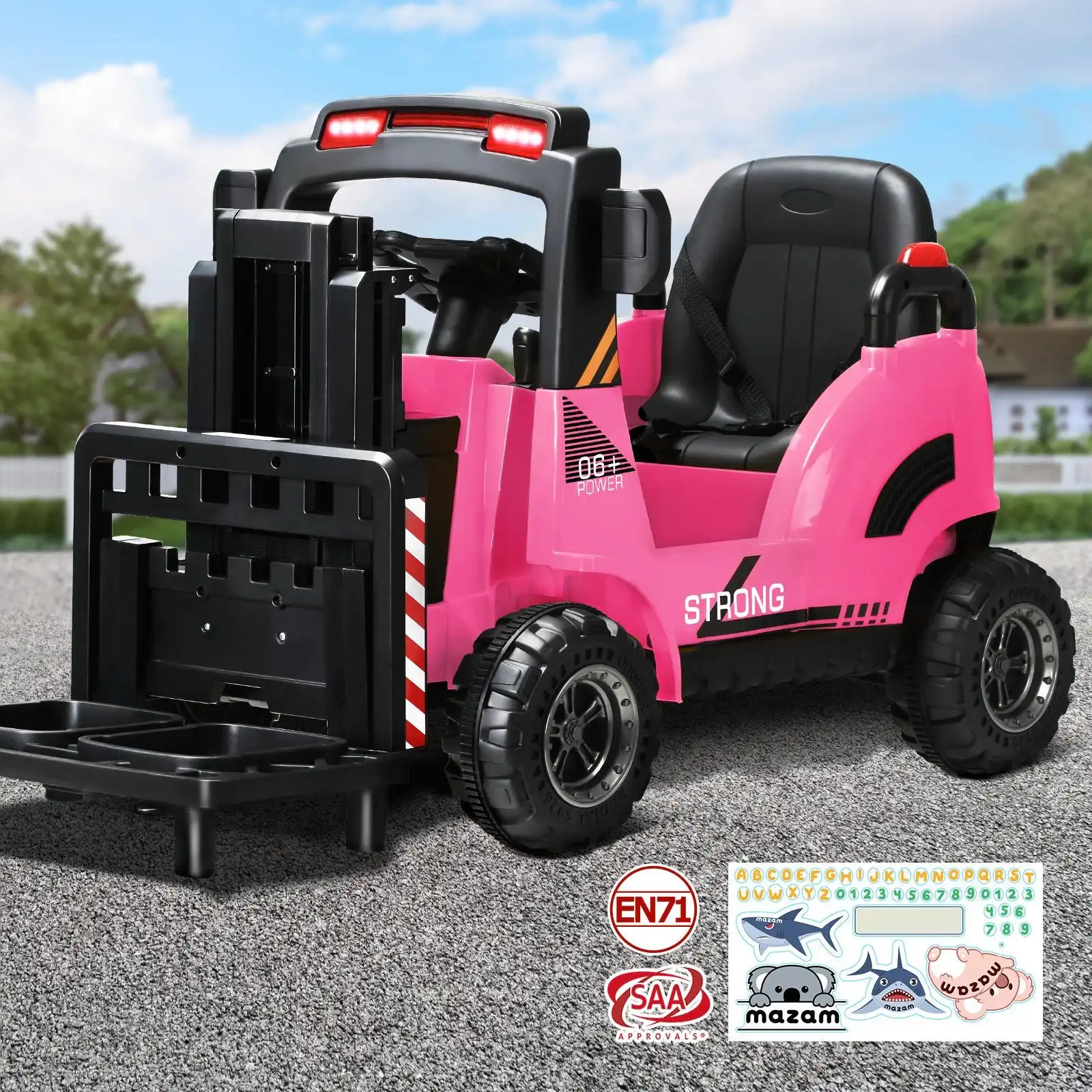 Mazam Ride-On Forklift Electric Car Toy for Toddlers Kids 12V Rechargeable Pink