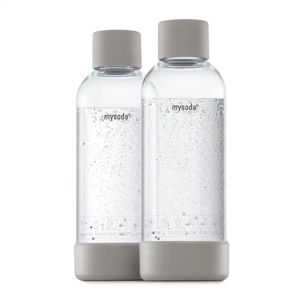 2pc MySoda Fizzy/Sparkling Water Bottle 0.5L For MySoda Drink Maker Gray