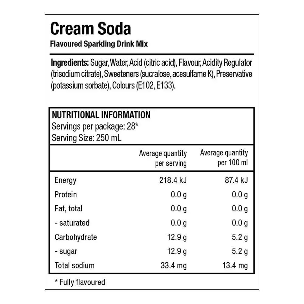 SodaStream Classics Cream Soda 440ml/Sparkling Water Syrup Drink Mix/Makes 9L