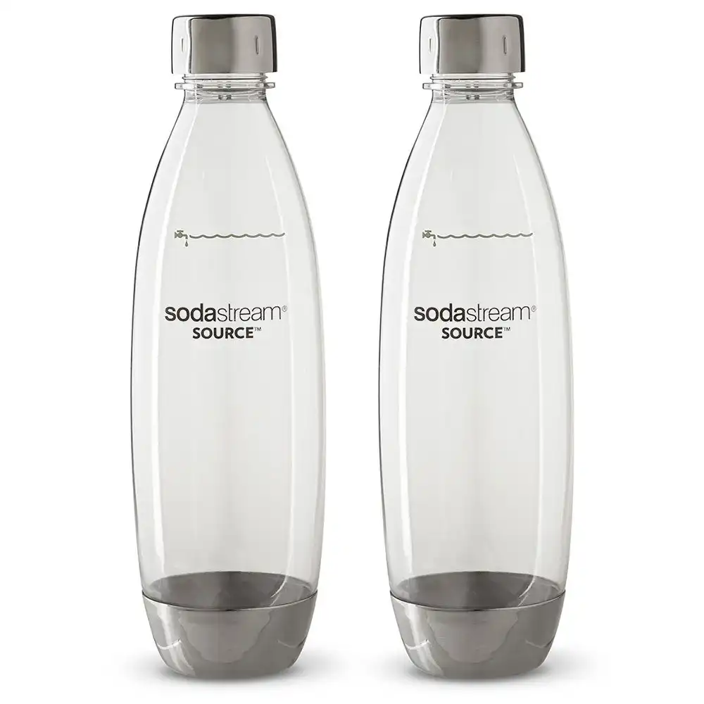 2x SodaStream Carbonating 1L Bottle for Drink Maker Play/Spirit/Source Metal