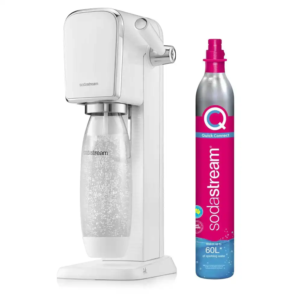 SodaStream Art Sparkling Fizzy Water/Soda Drink Maker White 60L w/1L Bottle