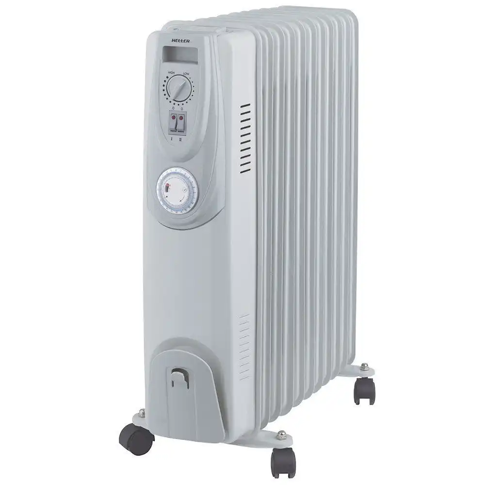 Heller HOIL11T 2400W Electric Portable 11 Fin Oil Heater w/24h Timer/Column/Heat
