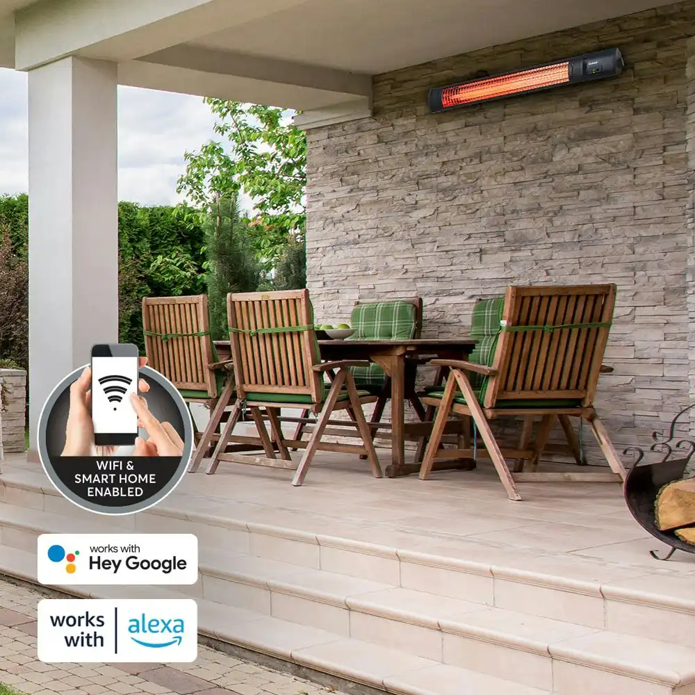 Goldair 72cm 2000W Outdoor Radiant Heater w/ Wifi/Remote Home Heating Black