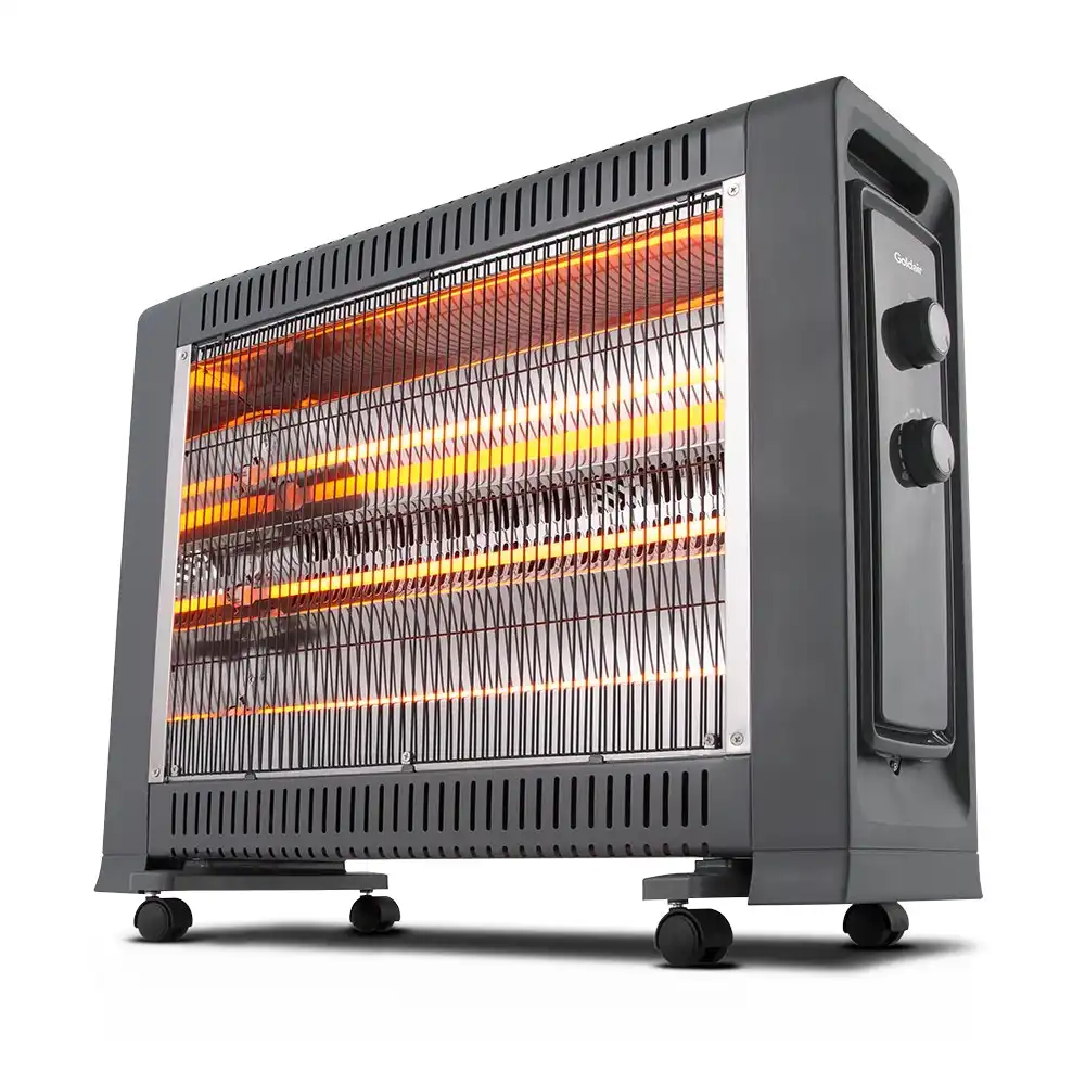 Goldair 65.5cm 2400W Radiant Heater w/ Fan/Thermostat Home Heating Charcoal