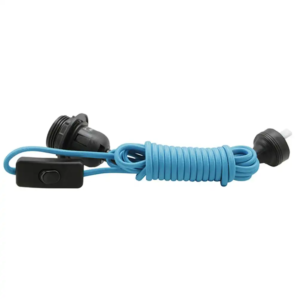 2x Maine & Crawford 4m Woven Pendant E27 Light Cord Toggle Switch Saa Plug Blue