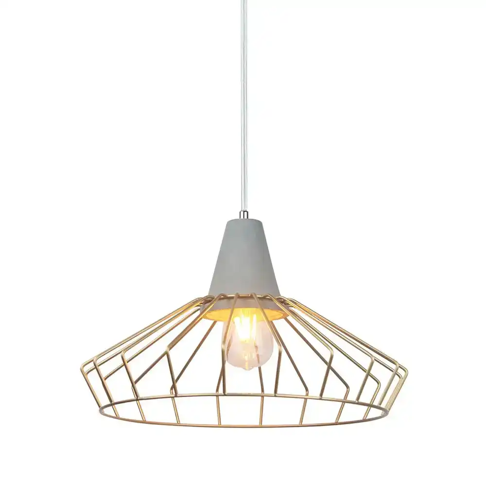 Maine & Crawford Luminite Lamp Cover 40x124cm Cage/Concrete Pendant Tab Copper