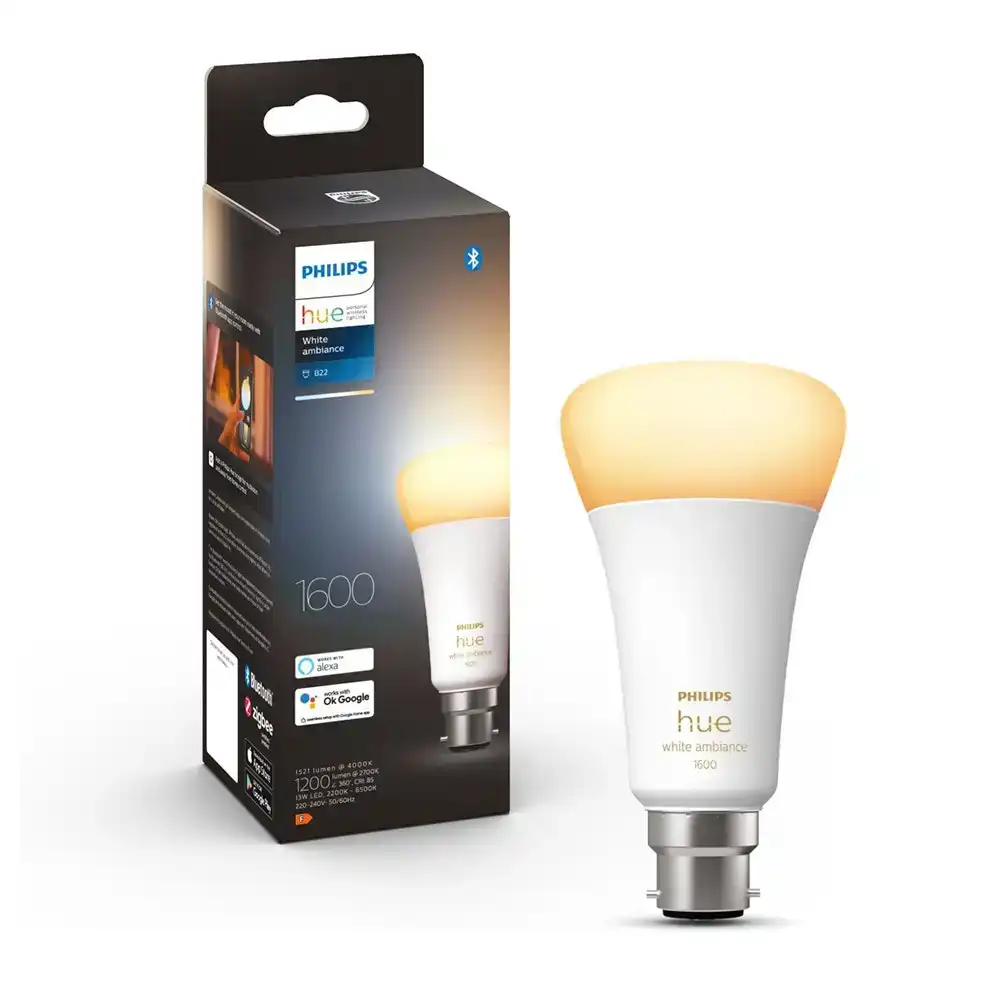 Philips Hue White Ambiance Home Light Bulb/Globe 15W A67 B22 w /Bluetooth 1521LM