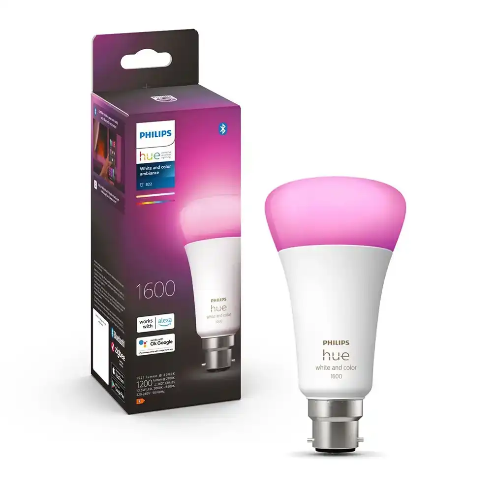 Philips Hue White/Colour Ambiance Light Bulb/Globe 15W A67 B22 w /Bluetooth
