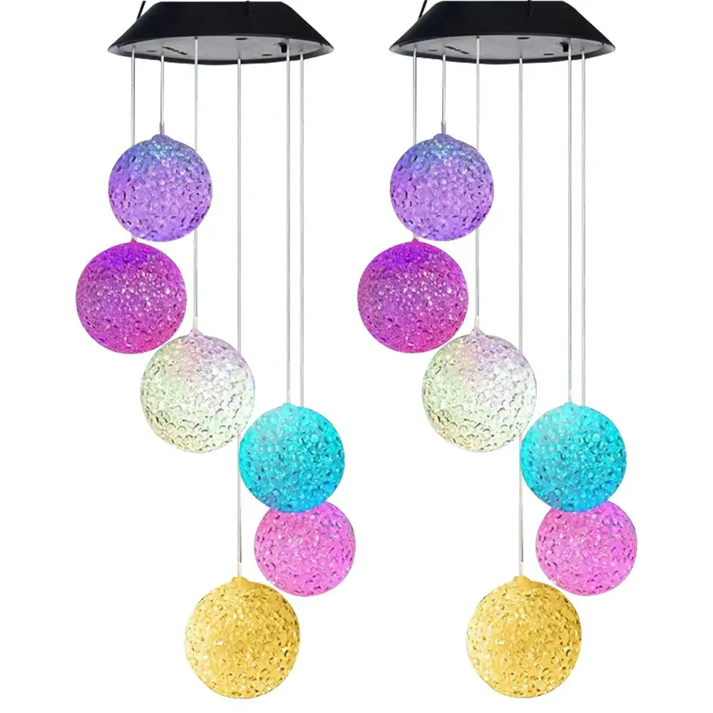 2PK 25th Hour Solar Colour Changing Garden Ball Outdoor Hanging Décor Wind Chime