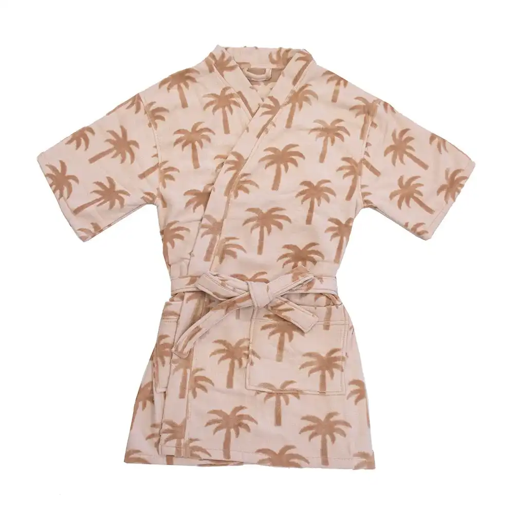 Bambury Palm Summer Cotton Short Sleeve Bath Robe Adult w/Pocket Sunset