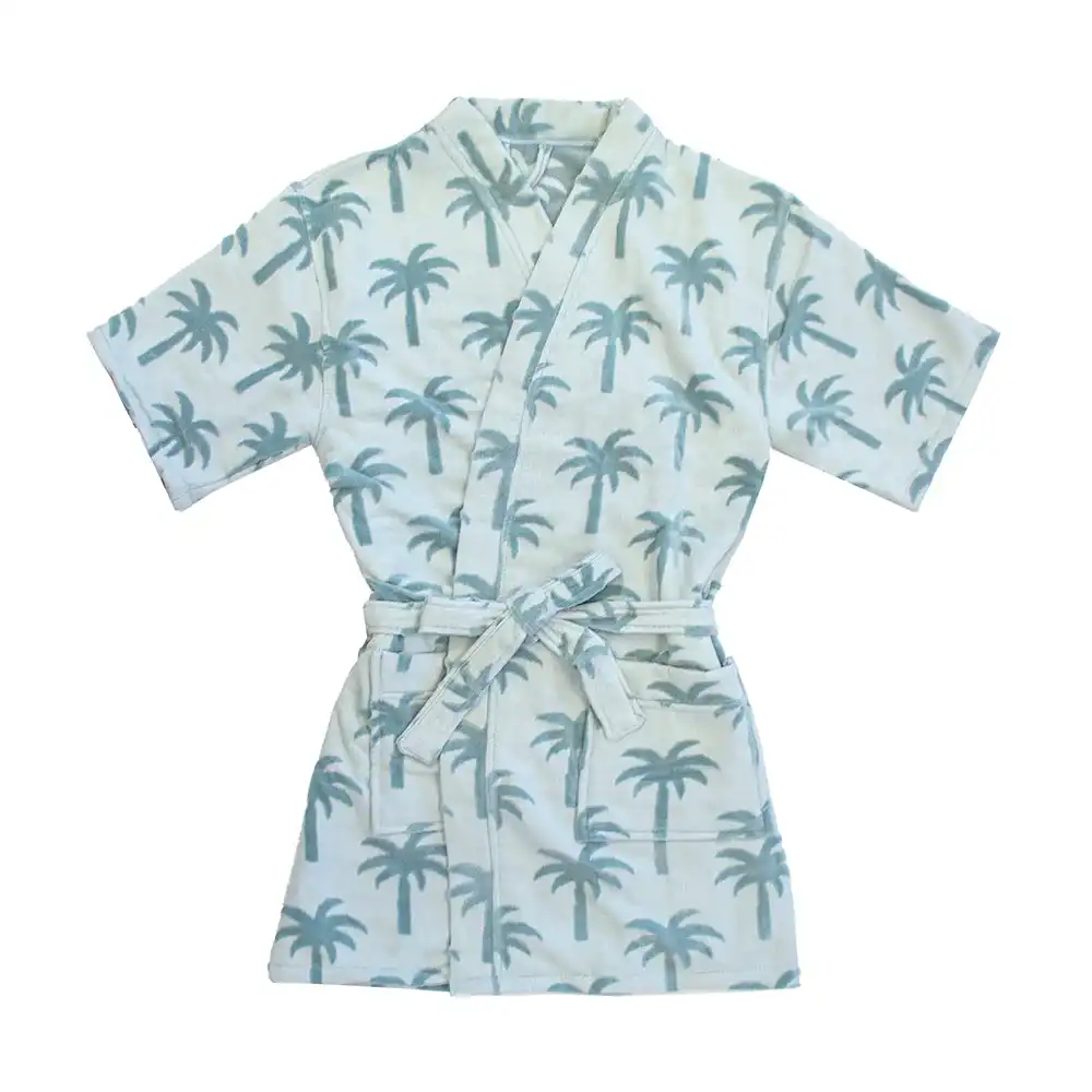 Bambury Palm Summer Cotton Short Sleeve Bath Robe Adult w/ Pocket Surf
