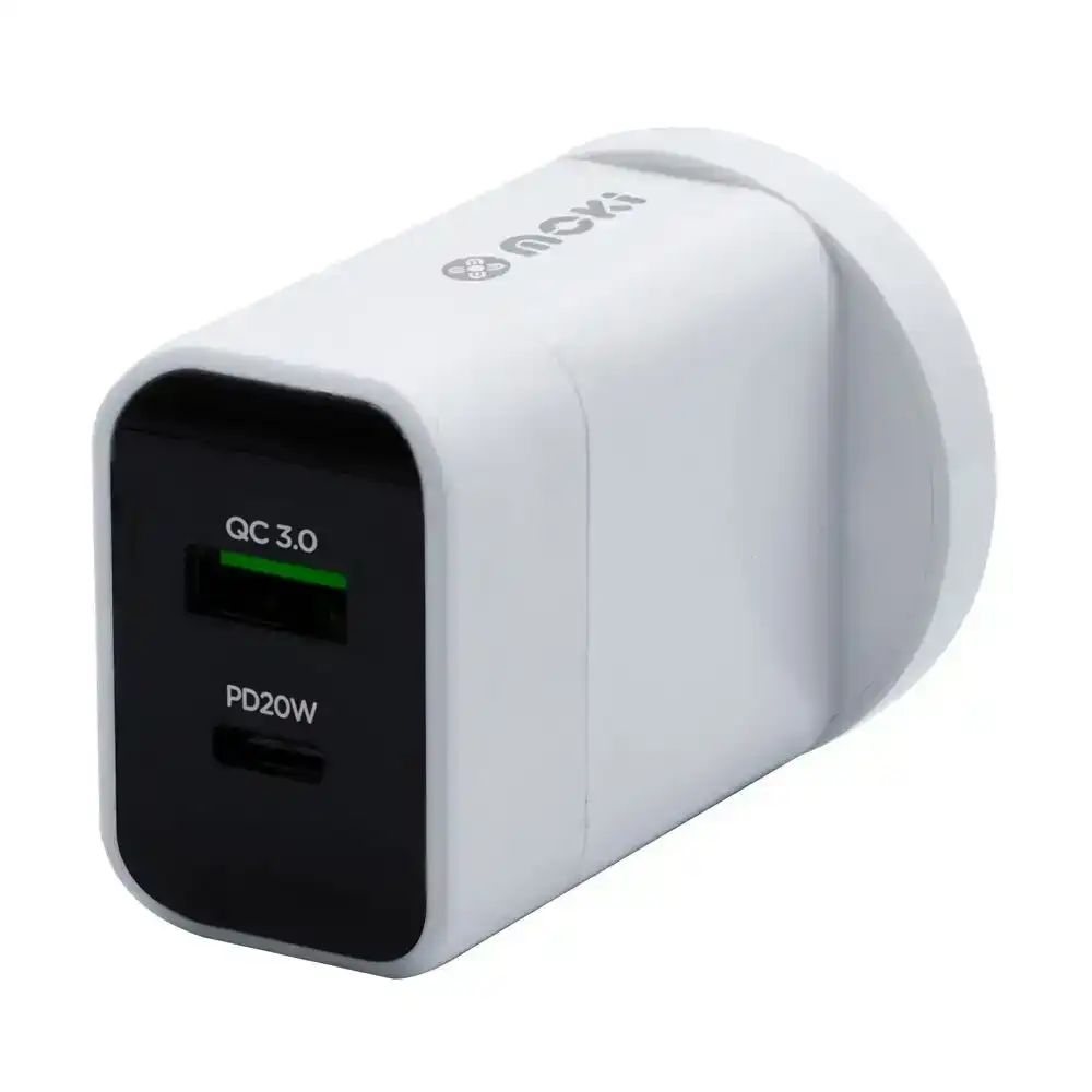 Moki PD 20W Type-C/QC USB 3.0 Fast/Quick Dual Wall Charger For Phones/Tablets