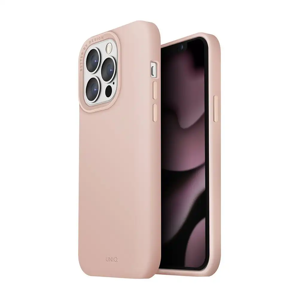 Uniq Lino Silicone Mobile Case Protective Cover For Apple iPhone 13 Pro Pink