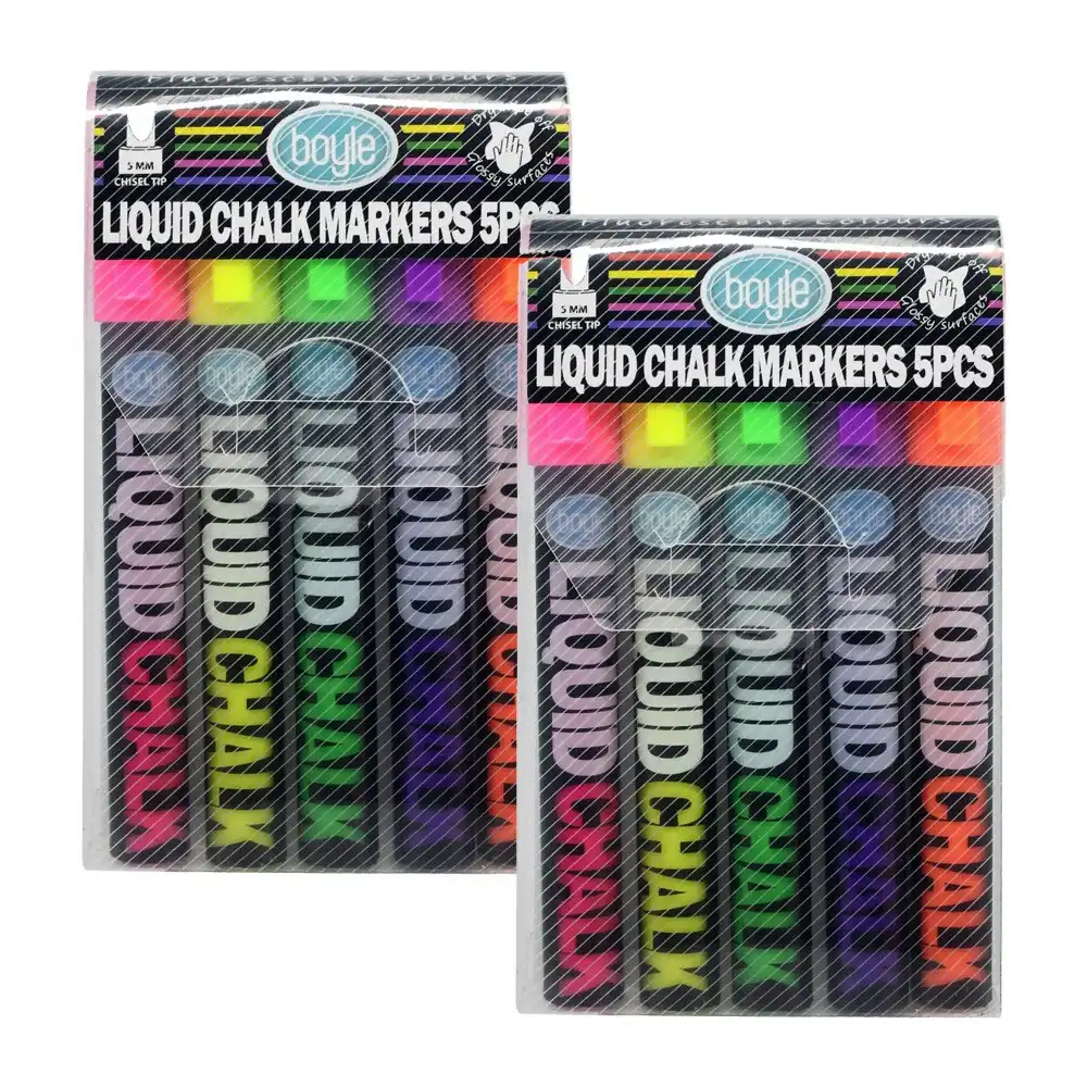 2x 5pc Boyle Kids/Child Liquid Chalk Writing/Drawing Craft Markers Fluorescent