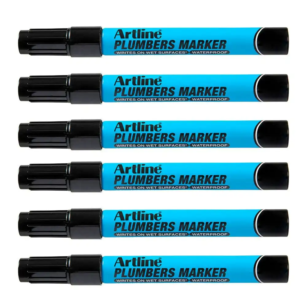 12PK Artline Plumbers Waterproof Permanent Marker - Black