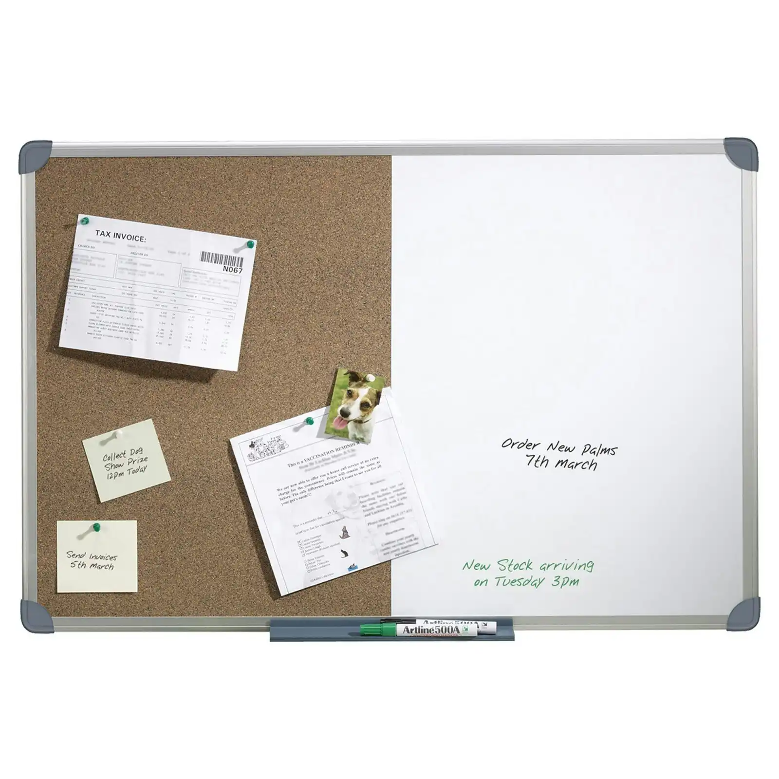 Quartet Penrite Slimline Combo 90x60cm Dry-Erase Melamine Board/Pin Corkboard