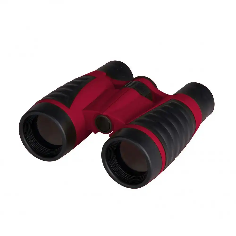 Laser Kids Rubberised Pocket 4x30 Magnification Binoculars w/Pouch Red 13cm
