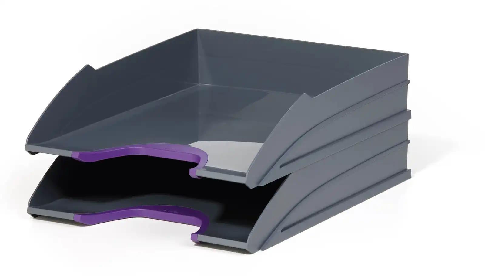 2PK Durable Varicolour 33cm Letter Tray Document Organiser Storage Set Purple