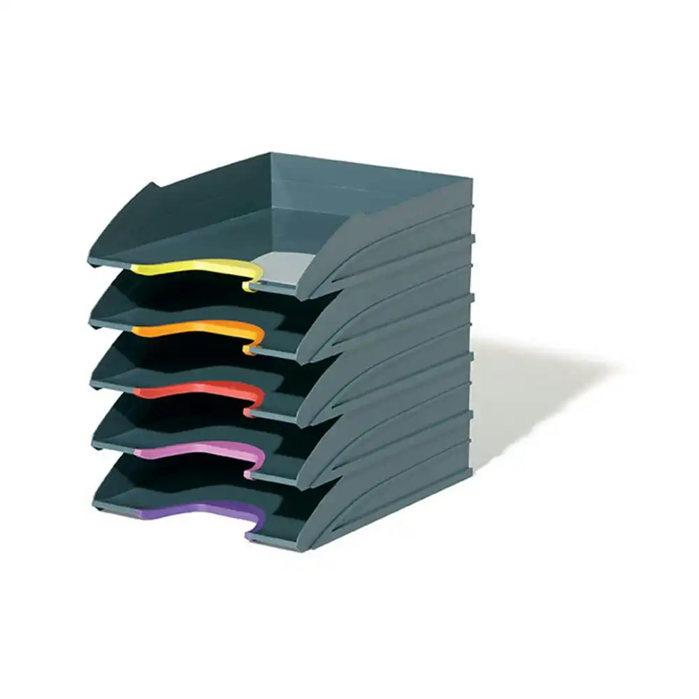 Durable 25x33cm Varicolor 5 Letter Trays Set Office File Stackable Organiser