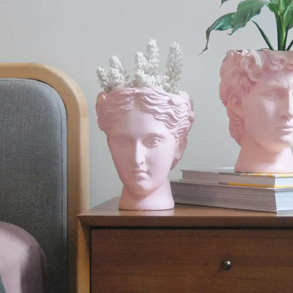 White Moose Resin 16x19cm Venus Vase/Plant Holder Home/Room Desk Decor Pink