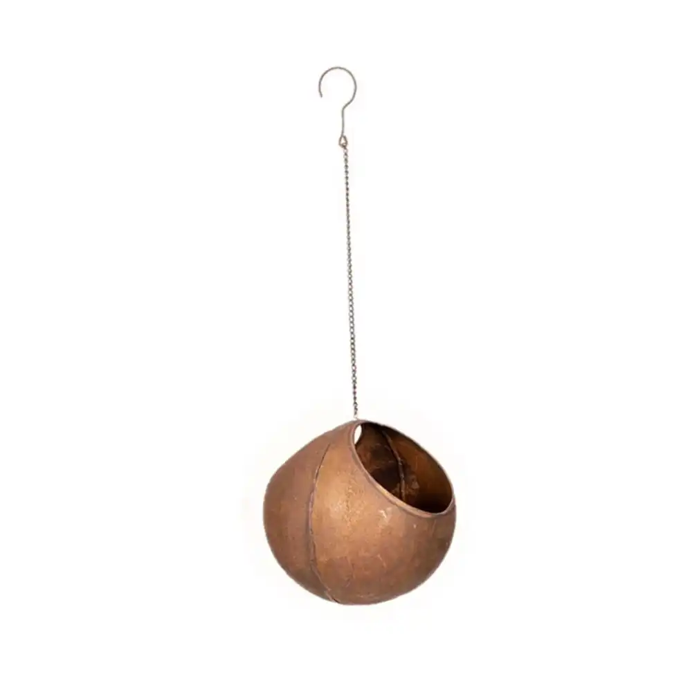 Hanging 21cm Ball w/ Hook Metal Rust Garden Ornament Planter Home Decor Large