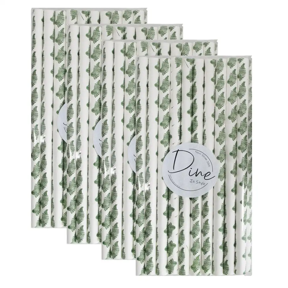 80pc Disposable 20cm Paper Drink Straw Birthday/Party Drinkware Tropics Green