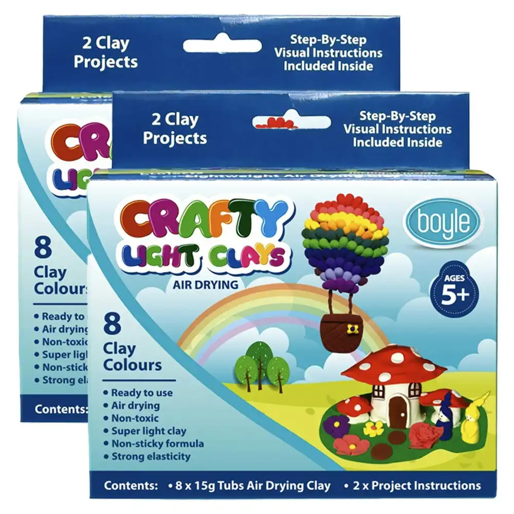 2x 8pc Boyle Crafty Modelling Light Clays Pots Kids DIY Art/Craft Project 15g 5+