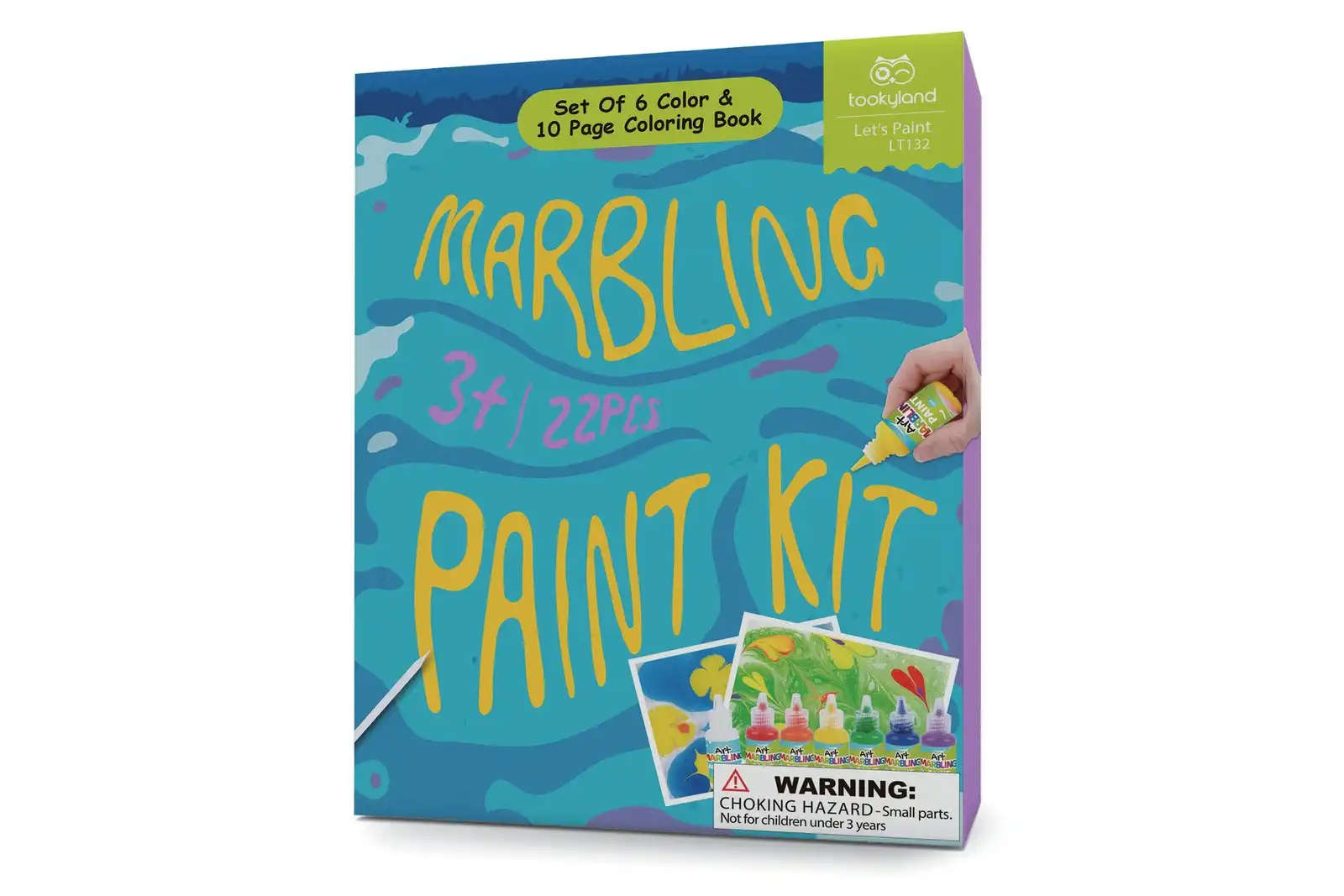22pc Tookyland Marbling Paint Colours Art/Craft Kit Colouring Book Kids Toy 4+