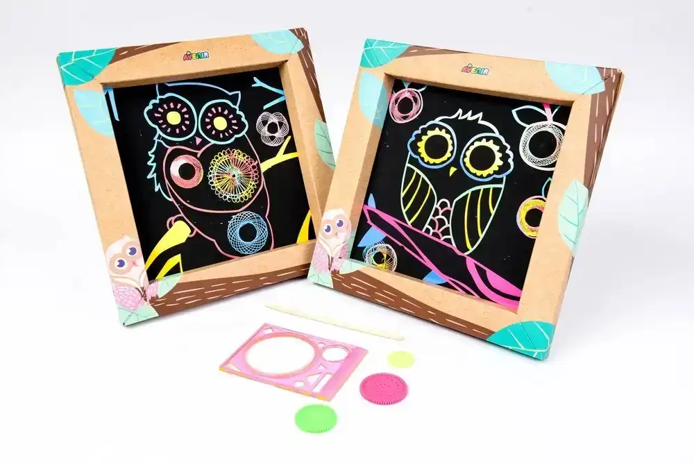 Avenir Scratch Spiro Art/Craft Owl Craft Kids/Children Fun Draw Activity Toy 3y+