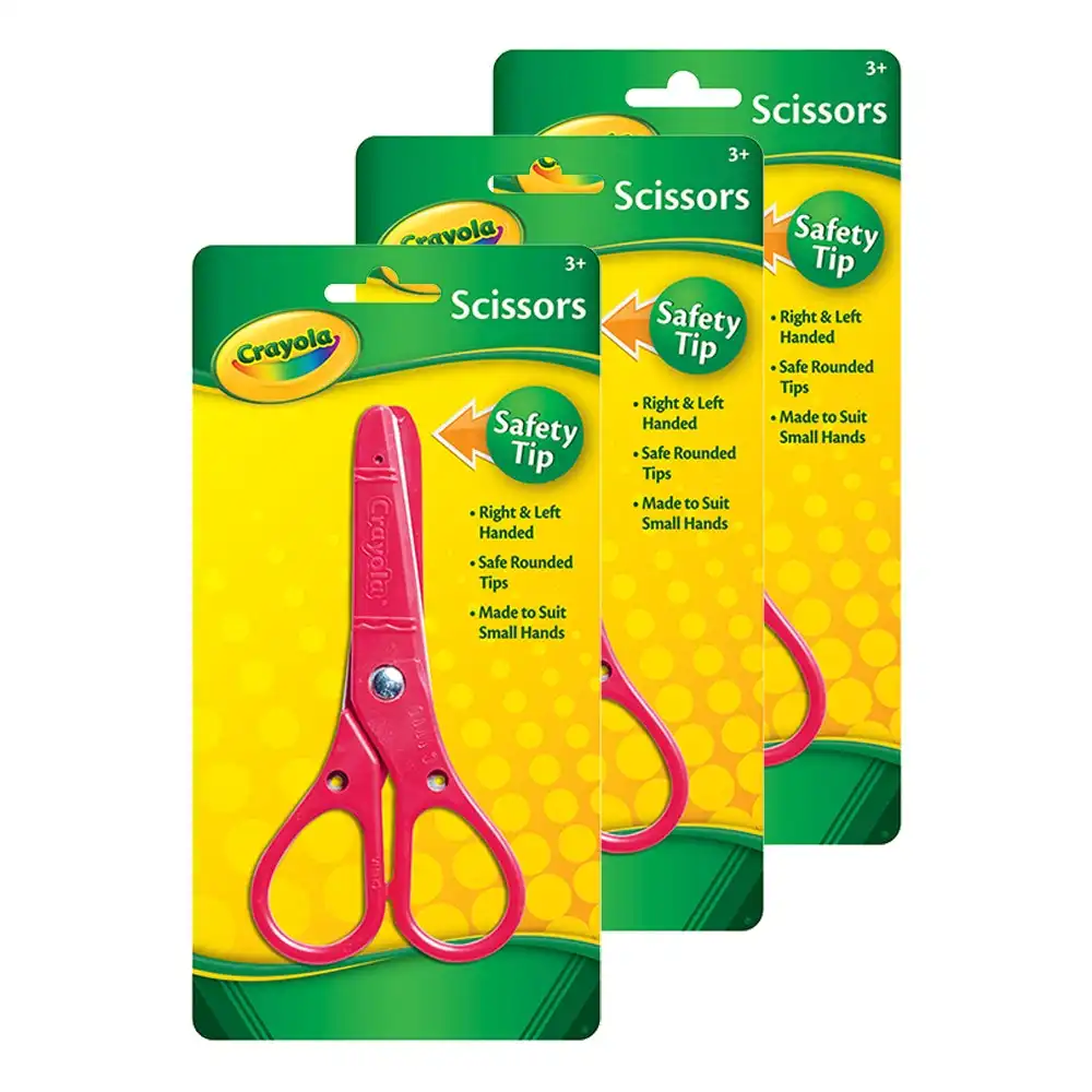 3x Crayola Safety Cutting Plastic Scissors Kids Craft Kids/Children Assorted 3y+