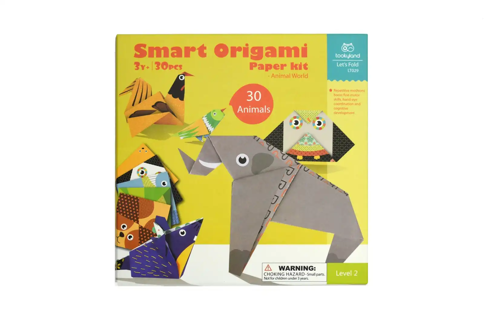 30pc Tookyland Smart Origami Paper Animals Craft Kit Kids Activity Fun Toy 3+