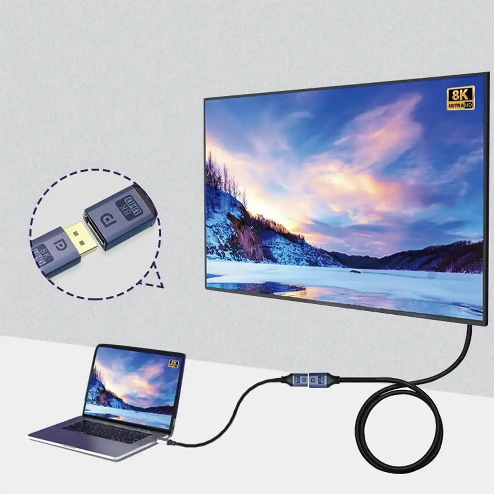 2PK Cruxtec Displayport1.4 Extension 8K Resolution 60Hz Cable 50cm Male to F BLK