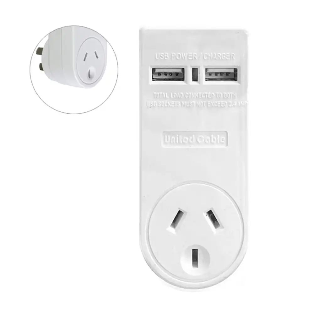 2PK Power 2.1 AMP Single Adapter & Dual USB Charger with Surge Protect f/Indoor