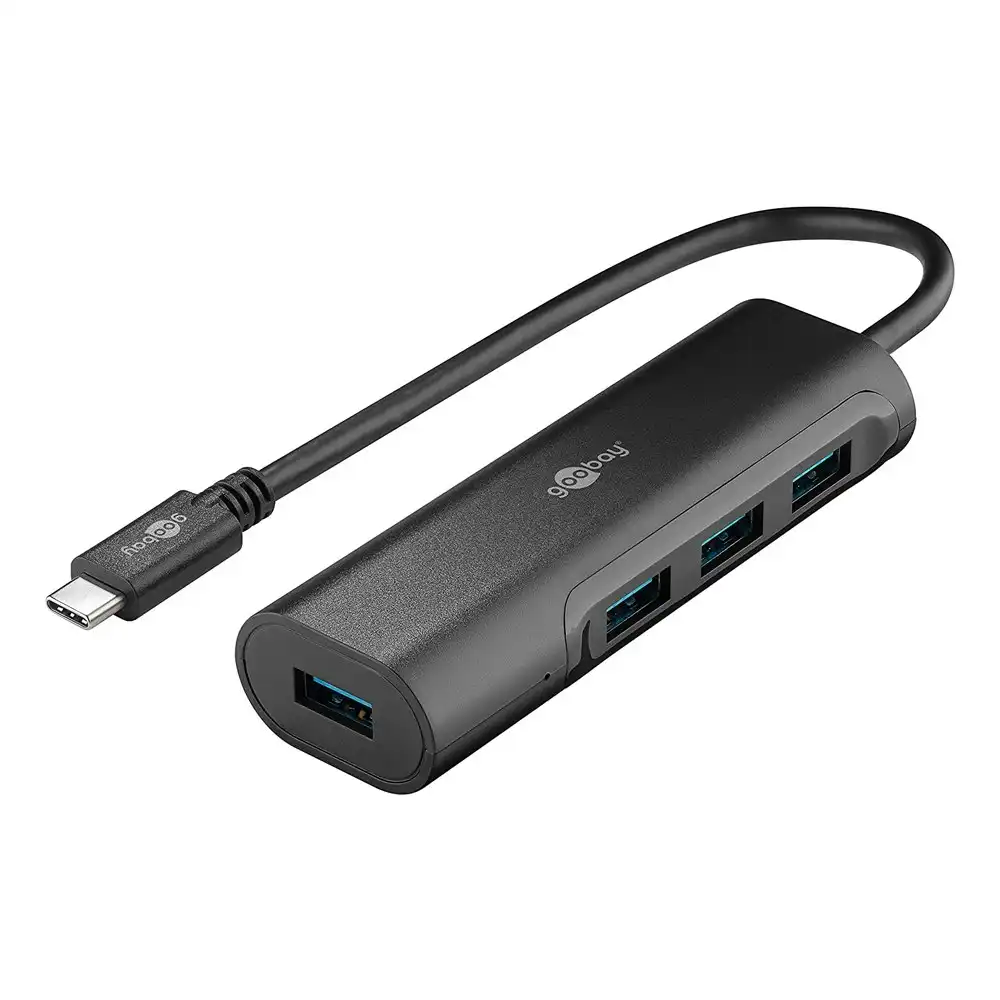 Goobay Computer Hub USB-C to 4x USB-A Port Adapter Charge/Data Transfer Black