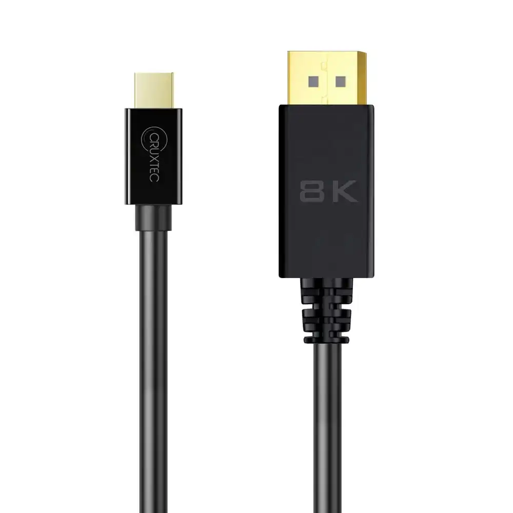Cruxtec MD8K-01-BK Mini Displayport Male To Displayport Male Cable 1m Black