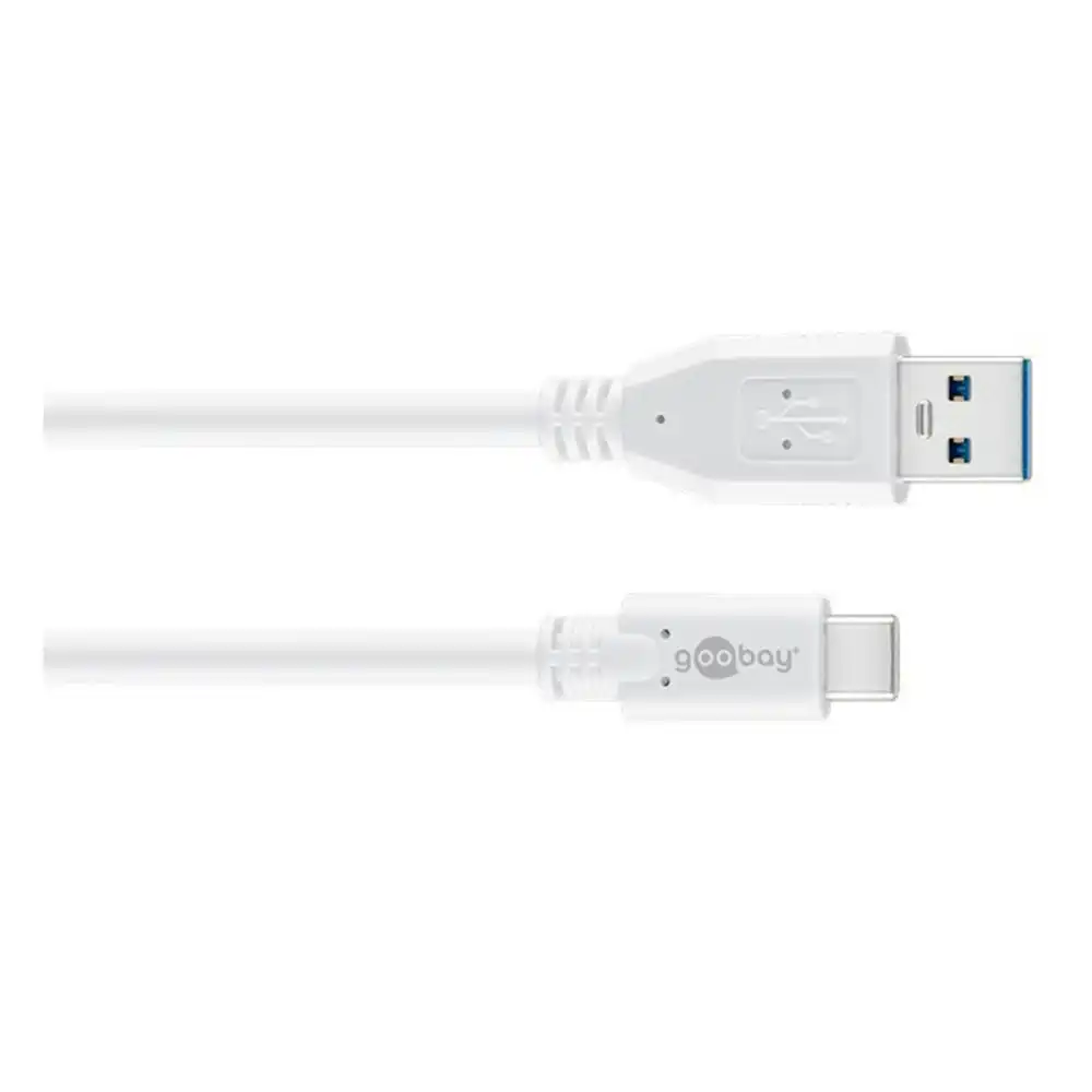 Goobay 1m USB-C to USB A 3.0 Male Cable Cord Connector For Smartphones White