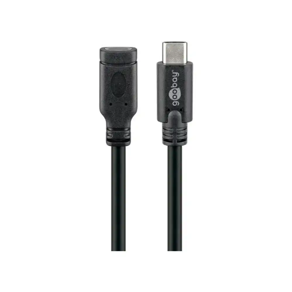 Goobay 1m Male to Female USB-C 3.1 Extension Cable Cord For Smartphones Black