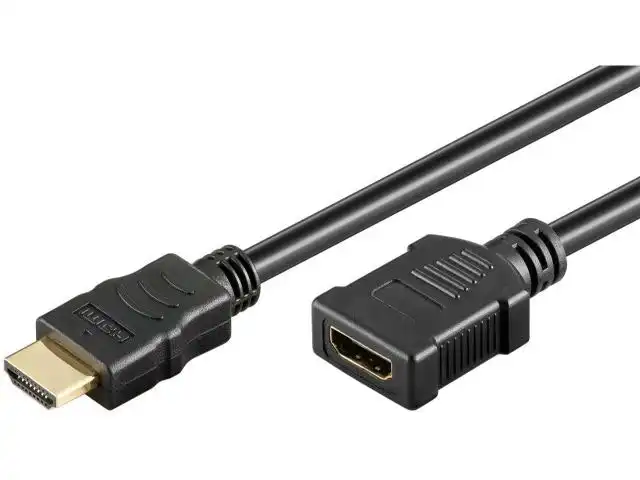 2x Goobay 1.5m Male to Female HDMI Extension Cable Cord w/ Ethernet For PC Black