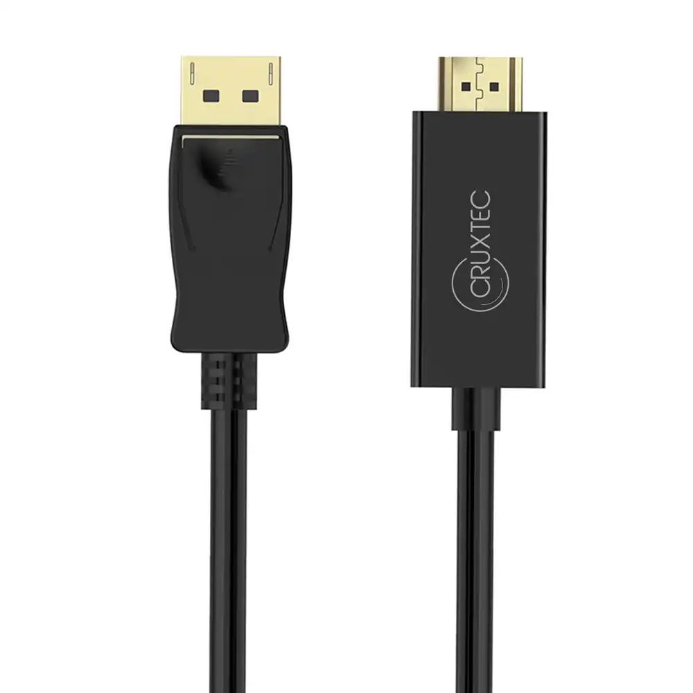 Cruxtec Displayport Male to HDMI 2.0 Male PVC Cable 1m Digital 4K 30Hz Black