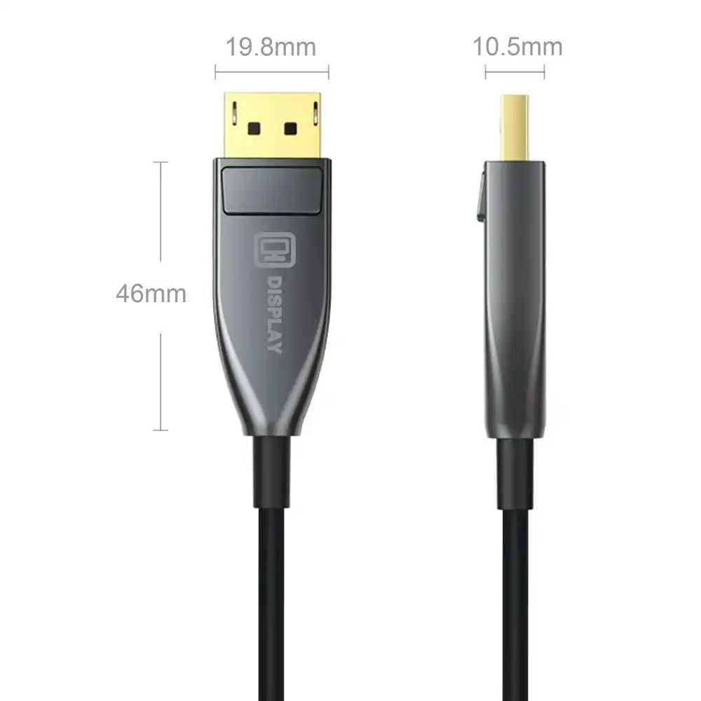 Cruxtec DisplayPort 1.4 8K Active Optical fiber Male Cable 20m 32.4Gbps Black