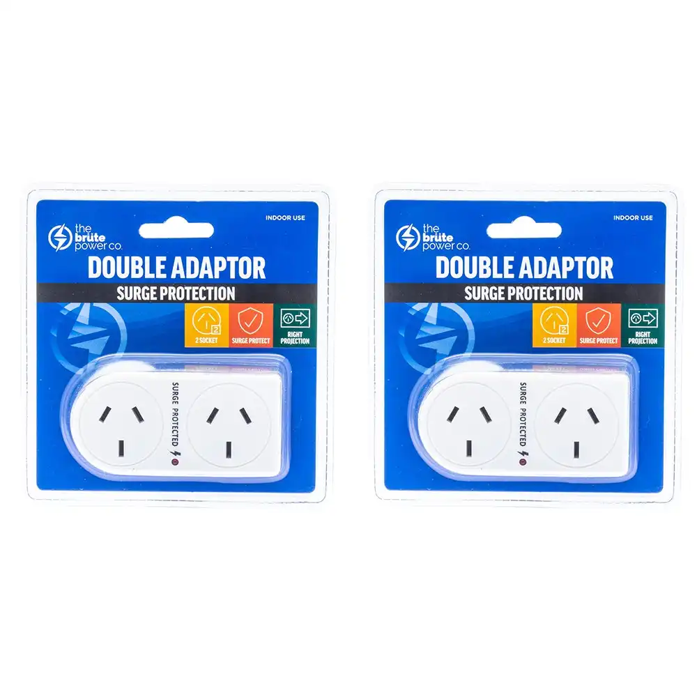 2PK The Brute Power Co Flat Right Double Plug Surge Protector Socket Adaptor