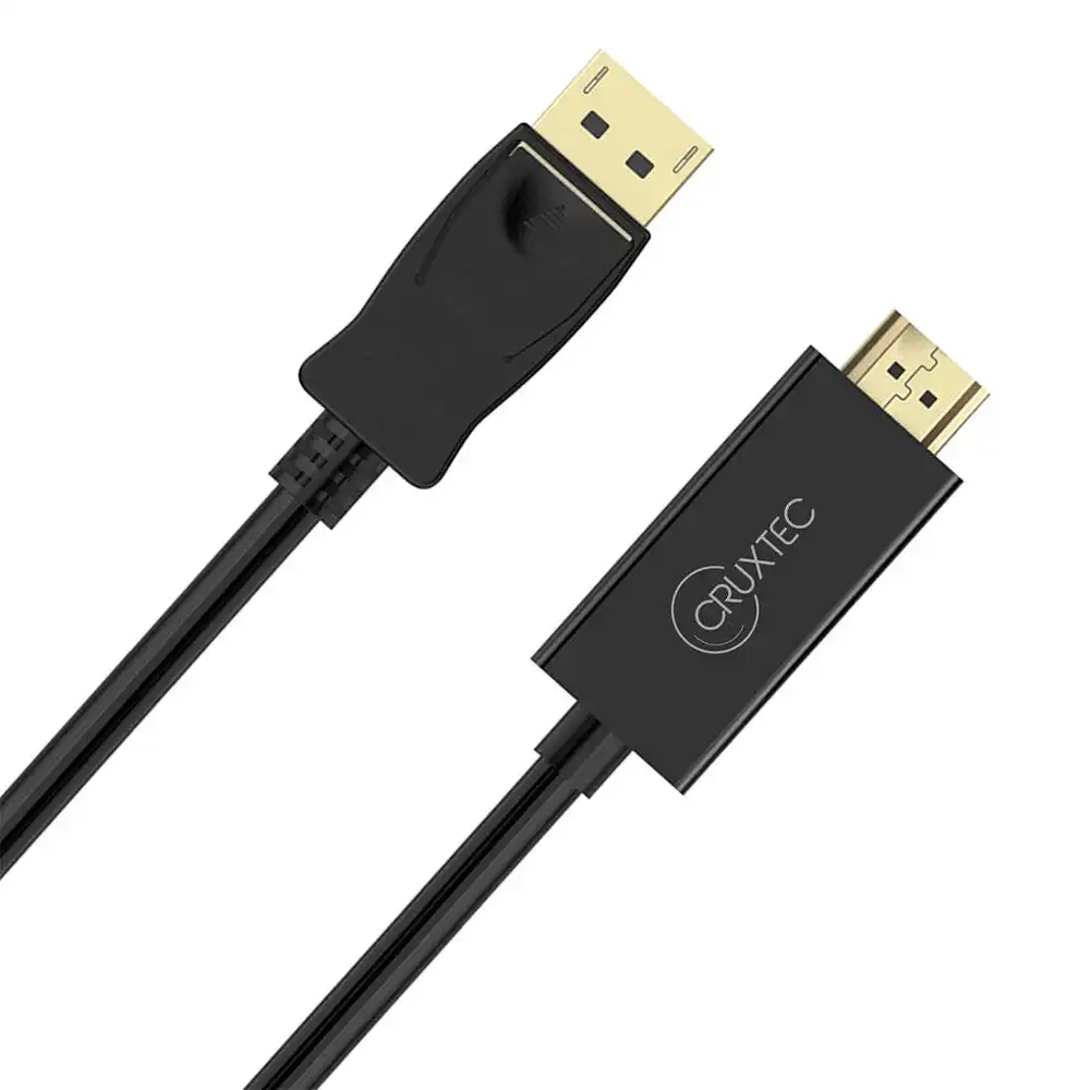 Cruxtec Gold Plated Displayport Male to HDMI 2.0 Male 2m Cable 4K/30Hz Black
