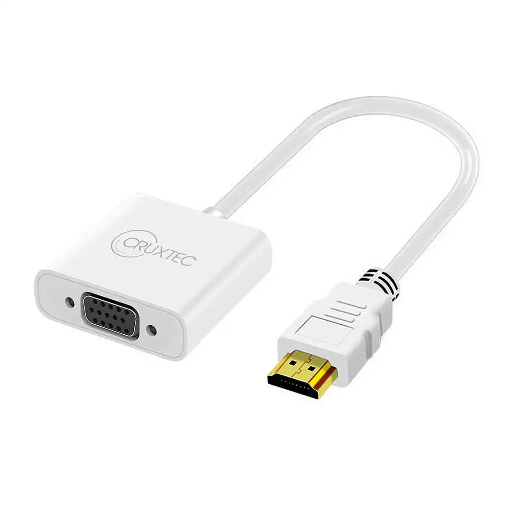 Cruxtec HDMI 1.4 Male to VGA Female Cable Adapter 15cm w/ 3.5mm Audio White