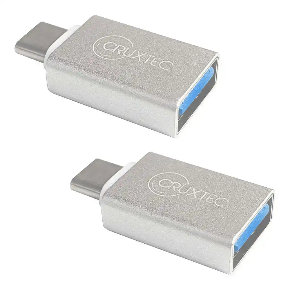 2x Cruxtec USB 3.0 USB Type-C Male to Type-A Female Aluminium 5Gbps Adapter SLV
