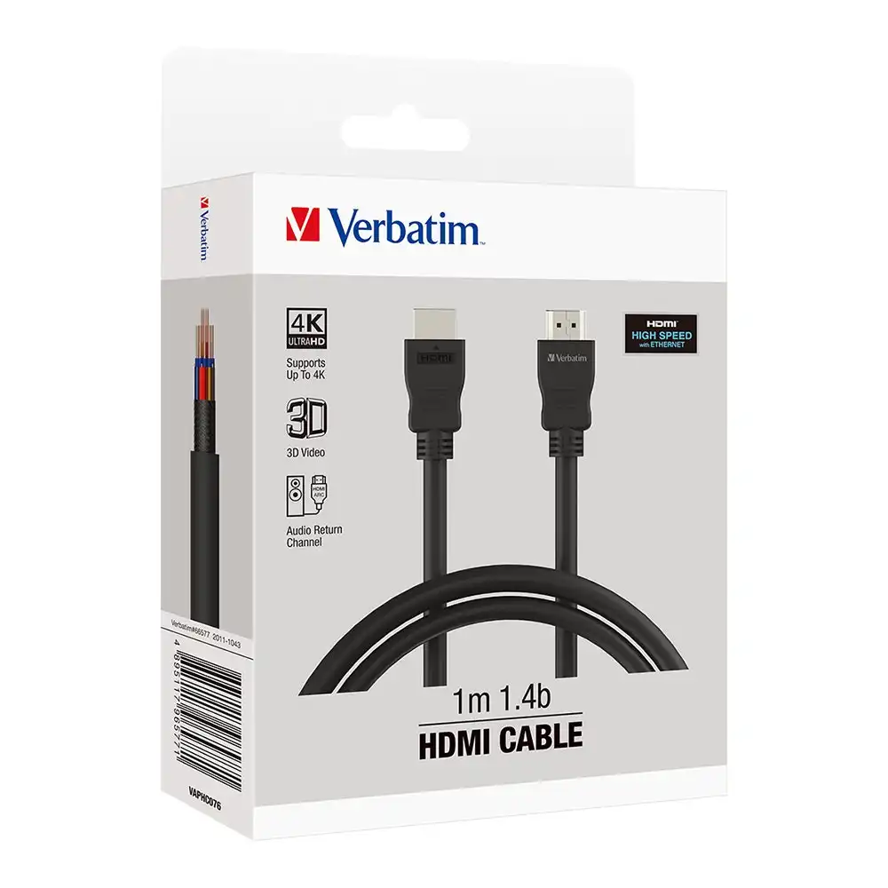 Verbatim HDMI 4K Full HD 1.4b Display TV/Console High Speed Cable 1m - Black