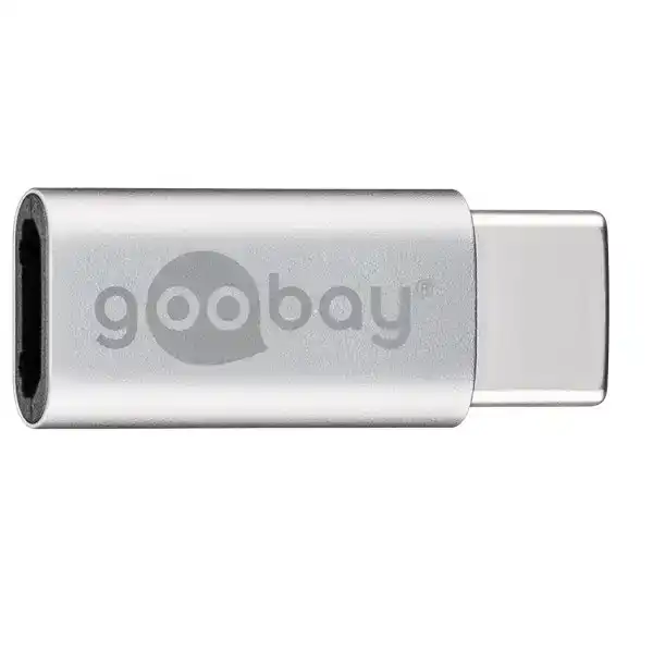 Goobay USB-C Male to USB 2.0 Micro Type B Female Adapter Connector For PC Silver
